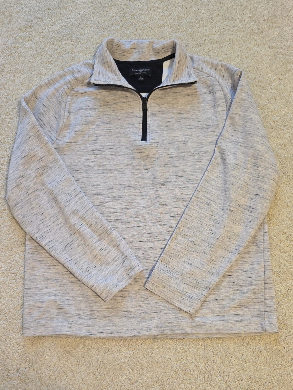 Banana Republic Sweatshirt Men's Large Heather Gray Moisture Wicking 1/4 Zip